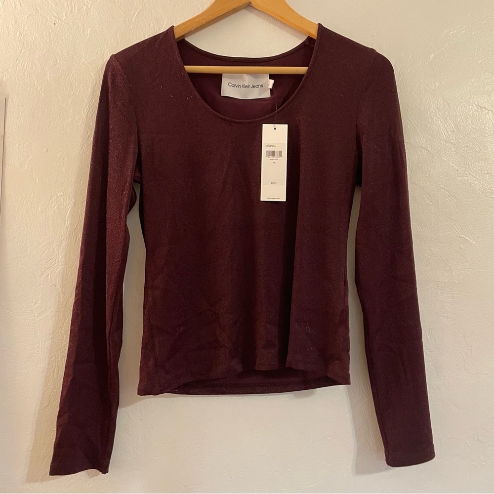 Calvin Klein Jeans Deep Burgundy Long Sleeve Tee
